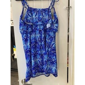 Blue and White Skirted Bathing Suit Size 26‎ Build In Bra Adjustable Straps